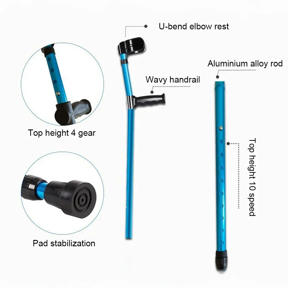 Muletas de aleación de aluminio para personas mayores discapacitadas, bastón plegable portátil, bastón telescópico ajustable para las axilas