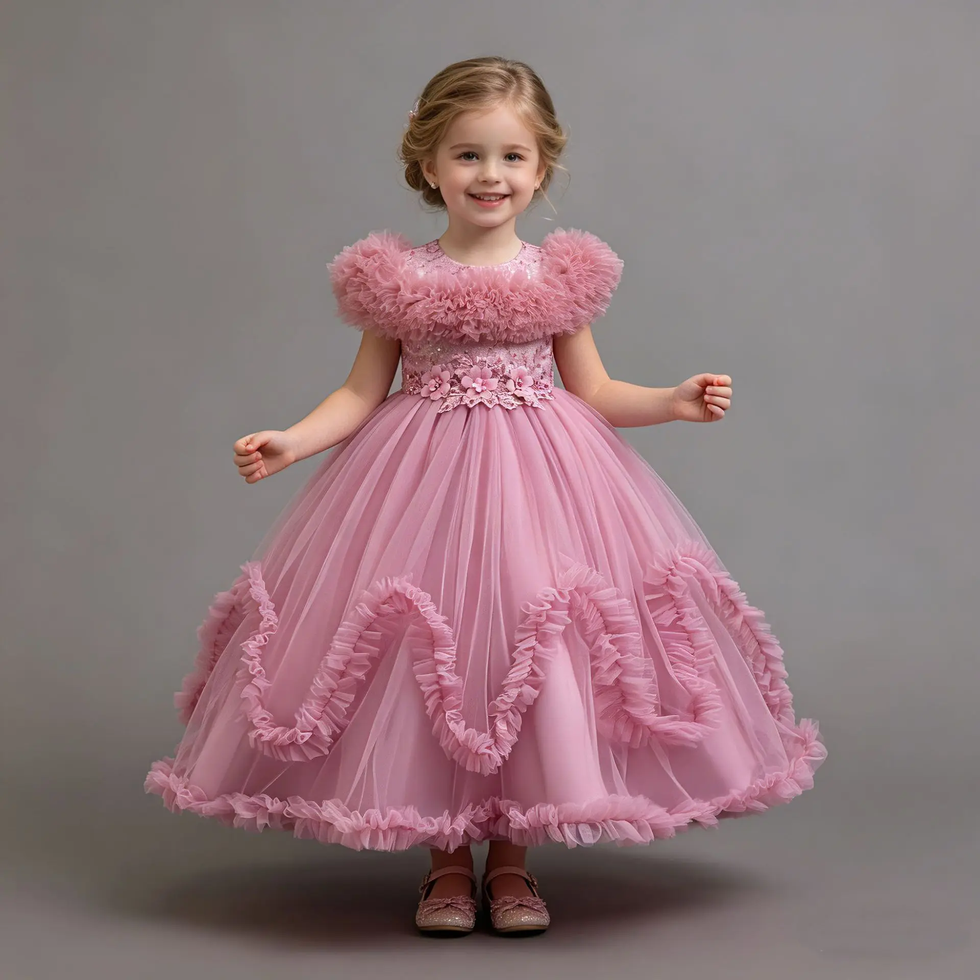 Flower girl graduation ceremony art photo dress suspender embroidered children\'s Communion Dress Princess Wedding Ball Dress