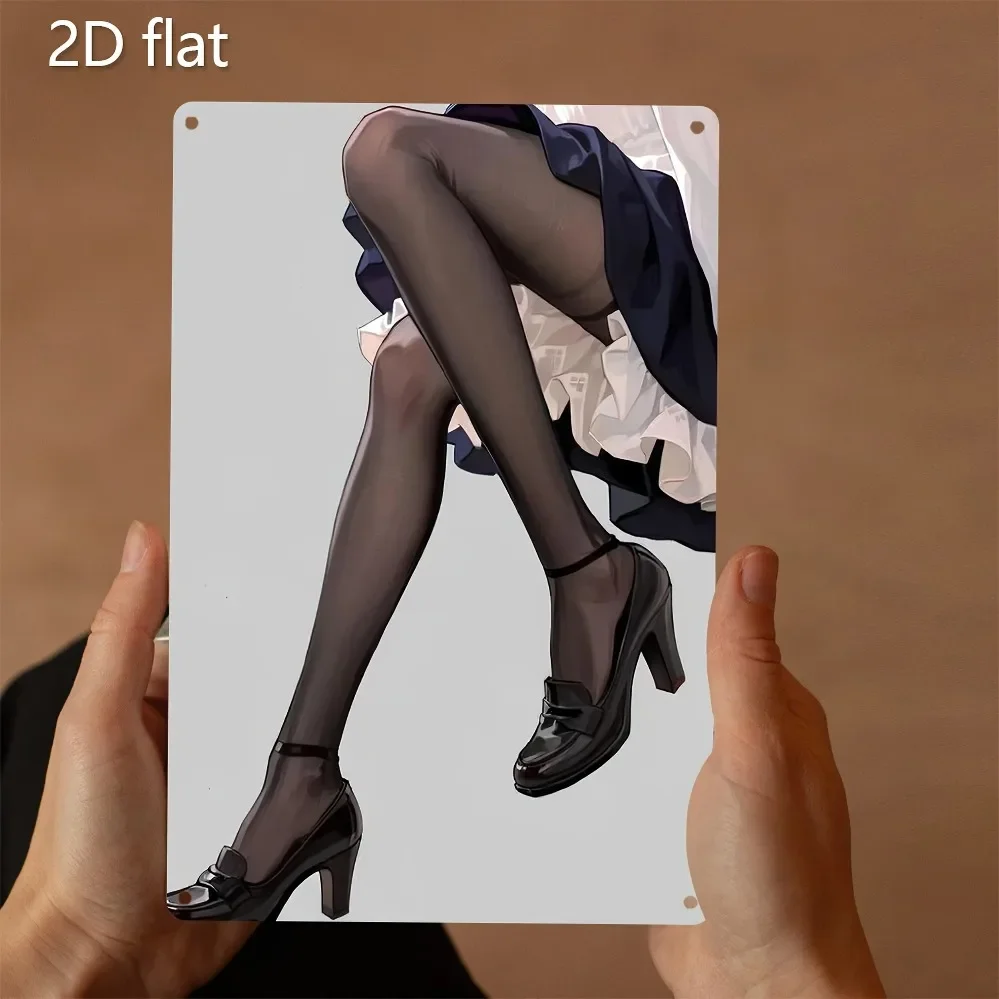 Elegant Flat Metal High Heel Stockings Wall Decor, Weather-Resistant Iron Plaque with Holes