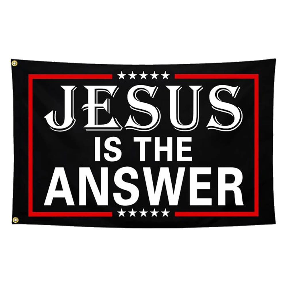 Jesus is The Answer Flag Christian Jesus American Flags for Outside 3x5 Faith Over Fear Jesus Worship Yard Sign Banner Flag