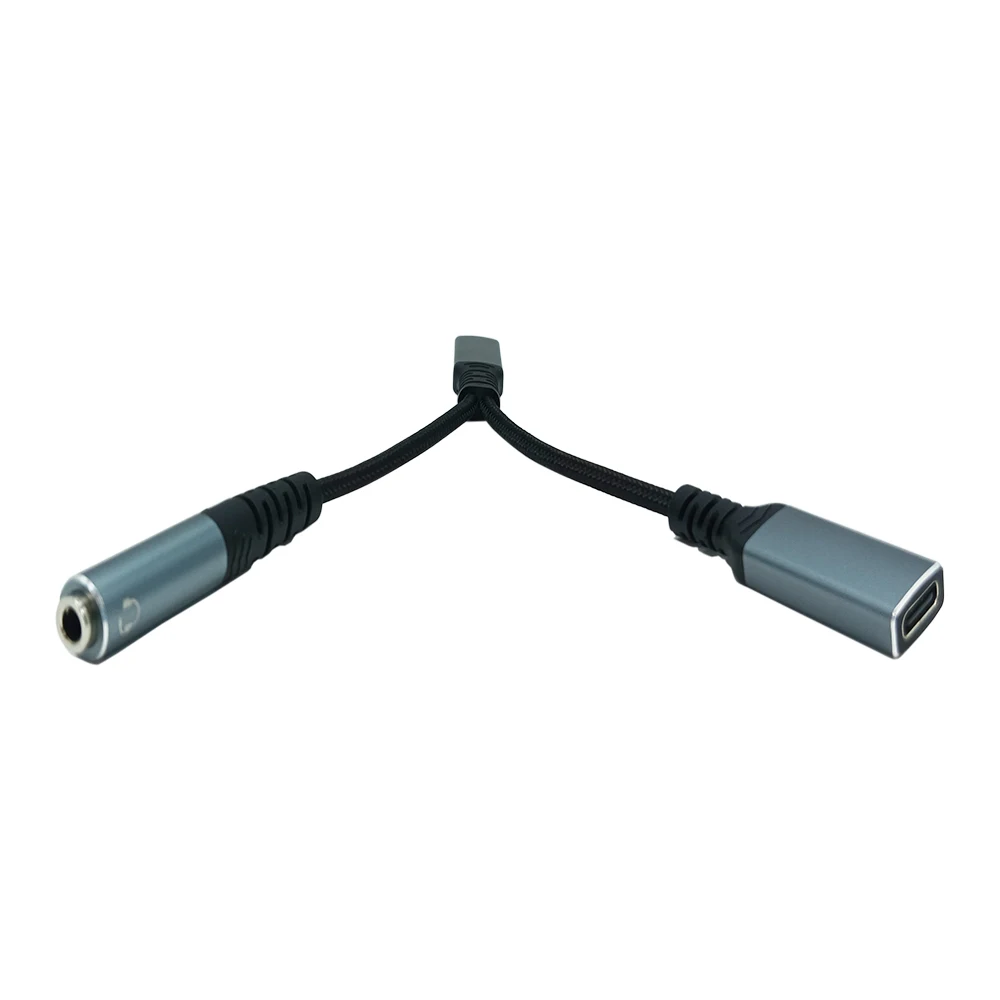 10PCS 2-in-1 USB-C Stecker Auf Aux + USB-C Buchse OTG Adapter Kabel Nylon Jacke audio Konverter Datenübertragung 3,5mm + C Adapter Kabine