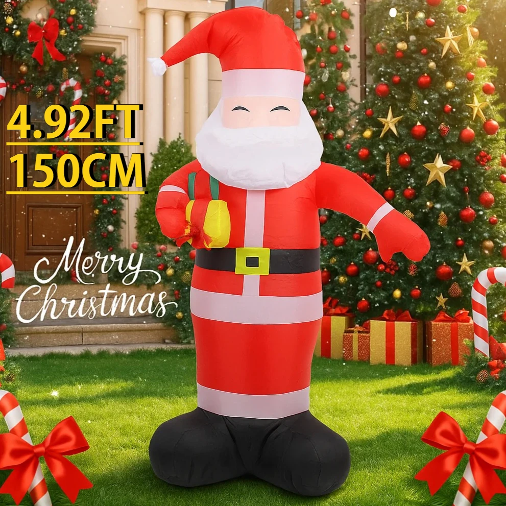 4.92FT مصباح ليد نفخ سانتا كلوز لعبة عيد الميلاد ساحة الحديقة زينة لوازم ديكور المنزل حفلة حلية عيد الميلاد هدية عيد