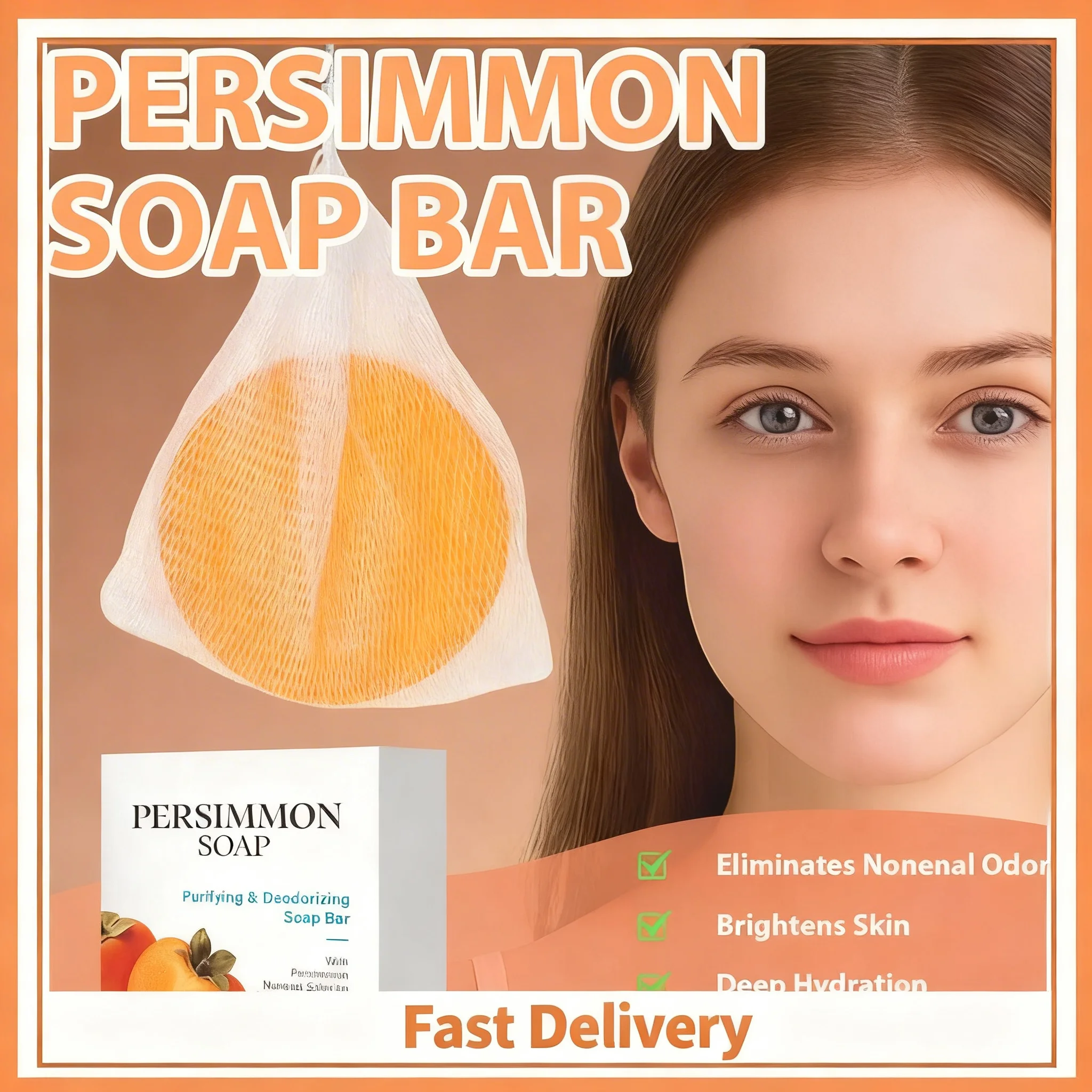 

Persimmon Soap Bar for Body Odor Persimmon and Green Tea Extract For Men & Women Gentle on All Skin Types Natural Body Odor Soap