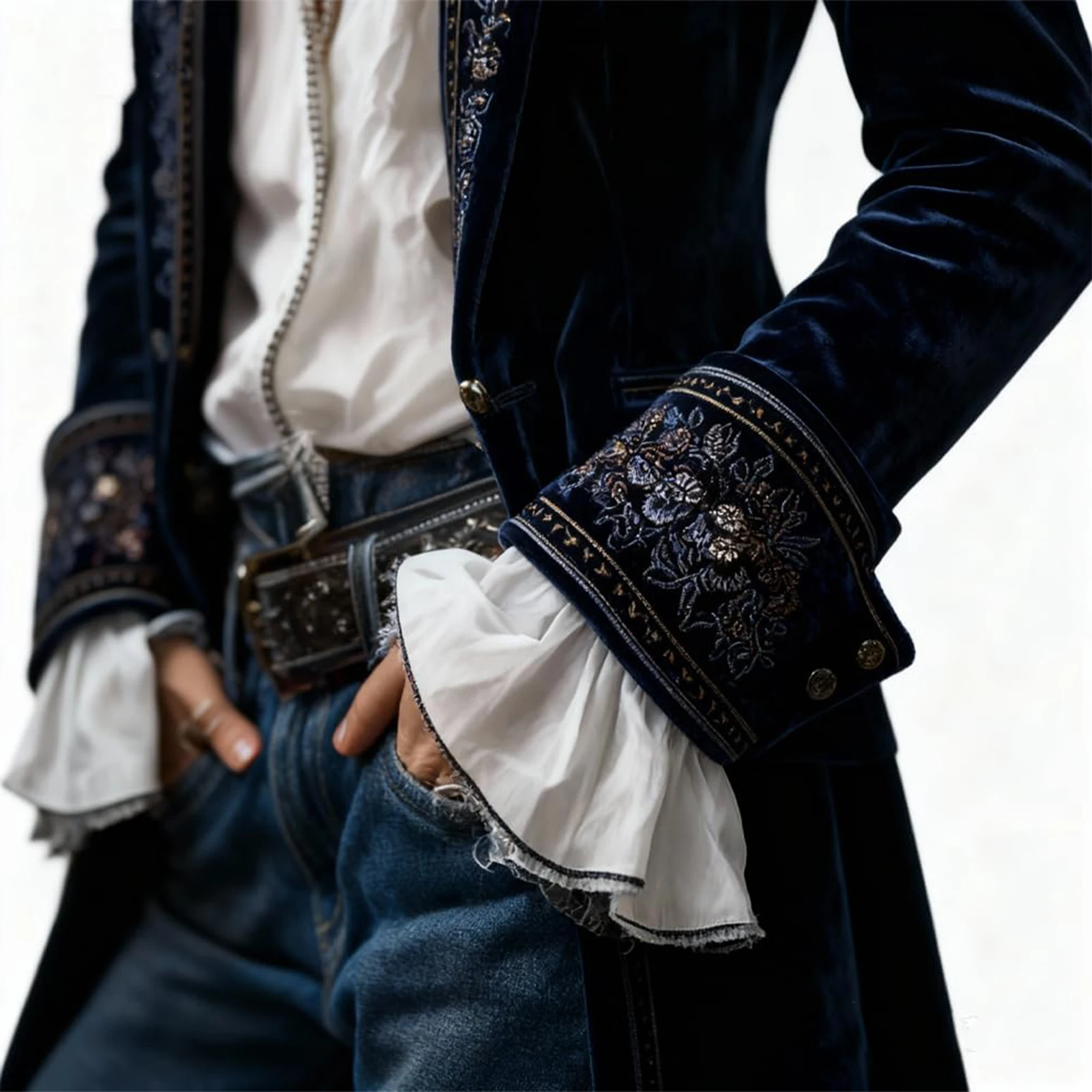 Abrigo Vintage étnico de terciopelo con estampado Floral para mujer, chaquetas ajustadas elegantes para otoño, cárdigan para mujer, prendas de vestir exteriores de manga larga para invierno