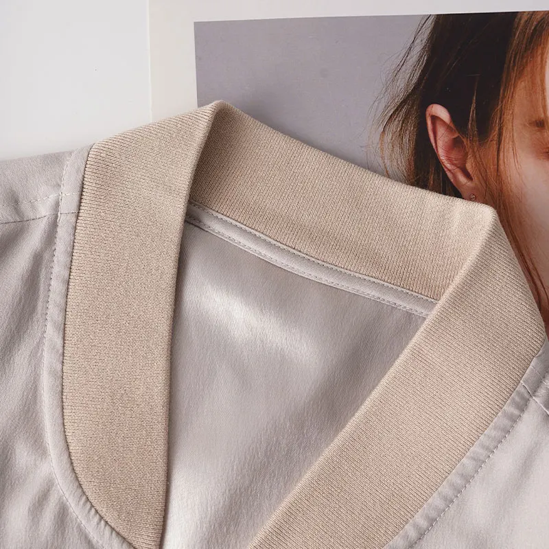 Bodhl Street Sle Loose Casual Jaet Women's Patchwork Color Blo College Wind Baseball Coat Autumn New Arrival