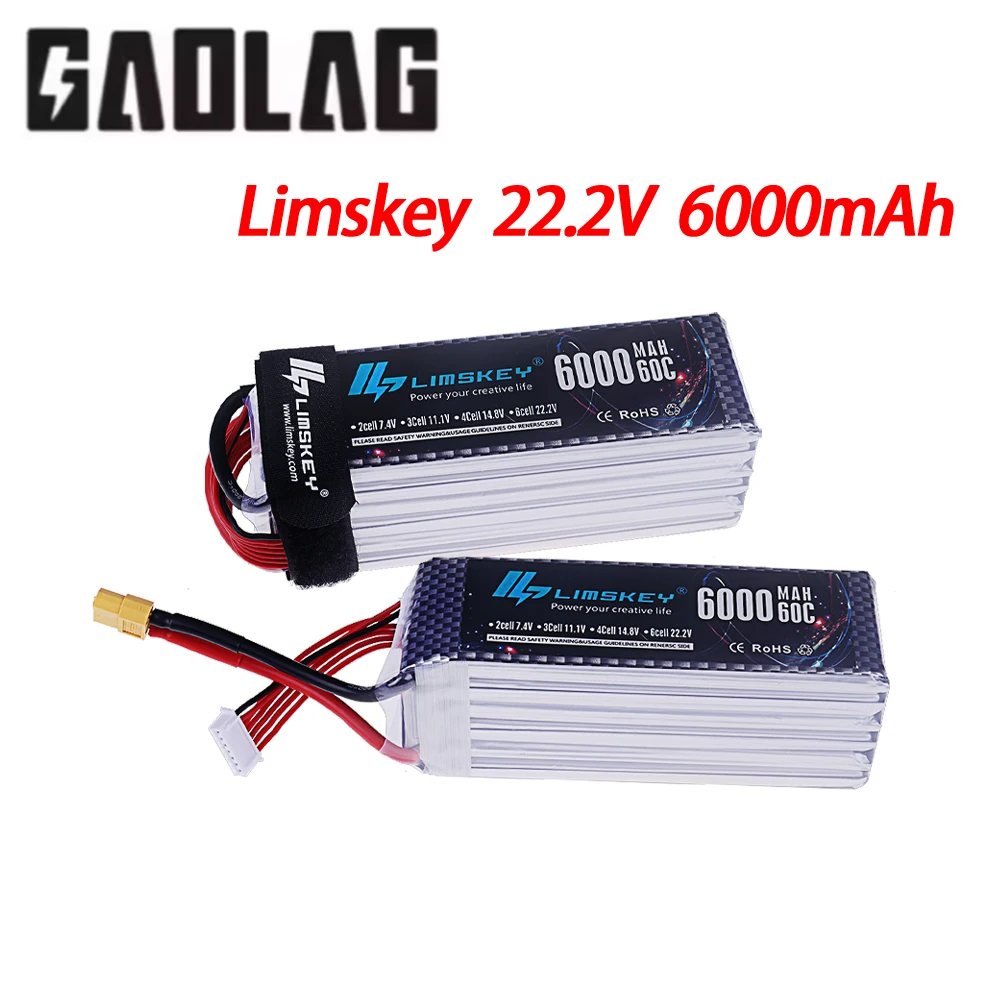 

Limskey 6S 22.2V 6000mAh LiPo Battery XT60 Plug For FPV Drone Quadcopter