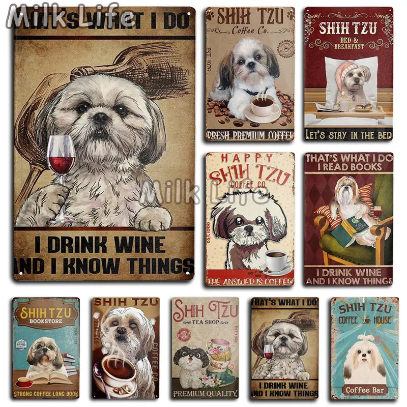 

Shih TZU Dog Metal Aluminum Tin Sign Wall Decor Vintage for Home Room Bedroom Pet Shop Farmhouse bathroom toilet decoration