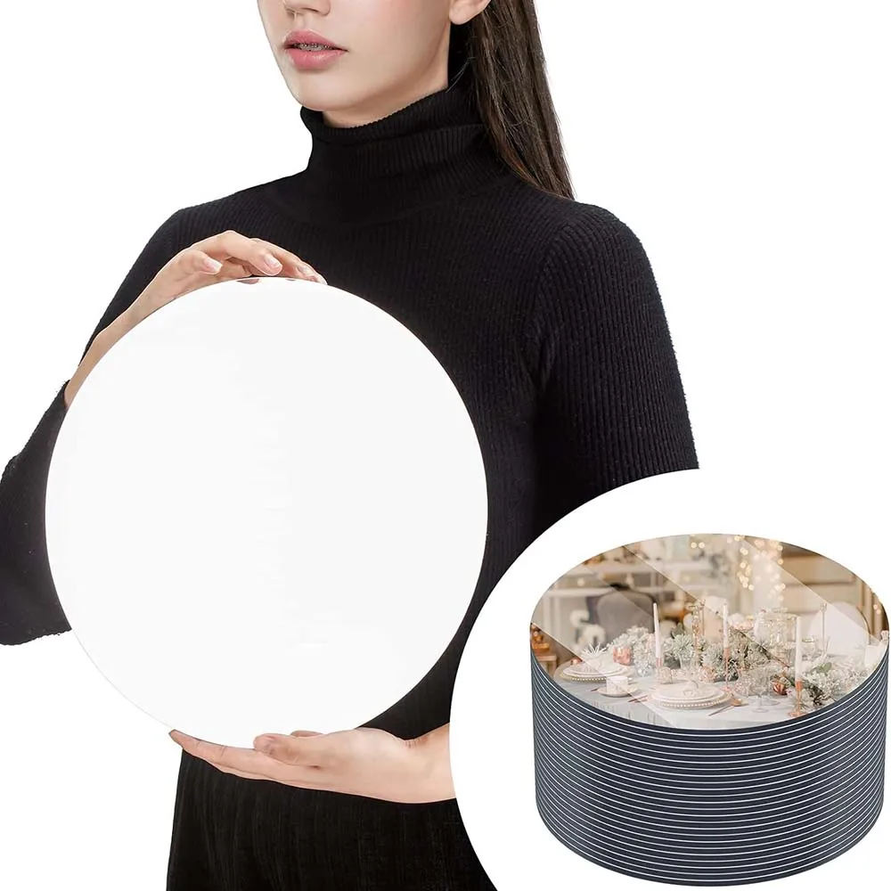 Round Acrylic Mirror Candle Plate Set, Round Mirror Base for Table Centerpieces,Round Mirror Wall Stickers Self Adhesive Mirrors