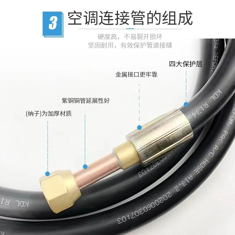 Household air conditioning connecting pipe car RV air conditioning hose 1P2 horses threading pipe cold storage refrigeration uni