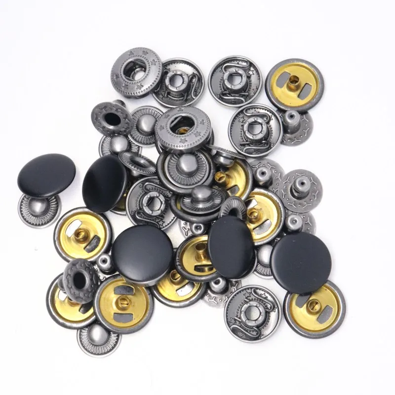 484 نمط الربيع أزرار إطباقية مجموعة مشابك الضغط المعدنية للخياطة والجلود والسترات والحقائب والحرف اليدوية ومشاريع DIY-15mm
