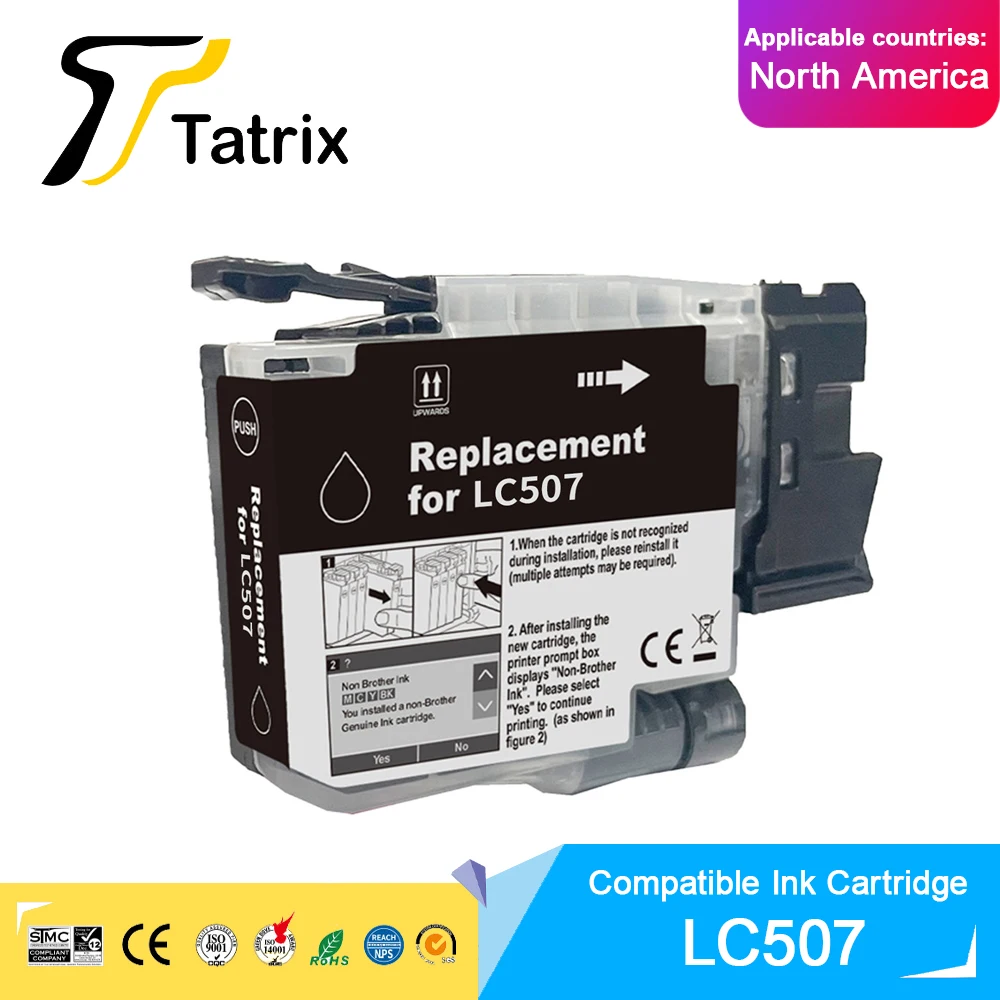 Tatrix North America Model LC507 LC-507 Compatible Ink Cartridge For Brother MFC-J5115DW J6975DW Printer