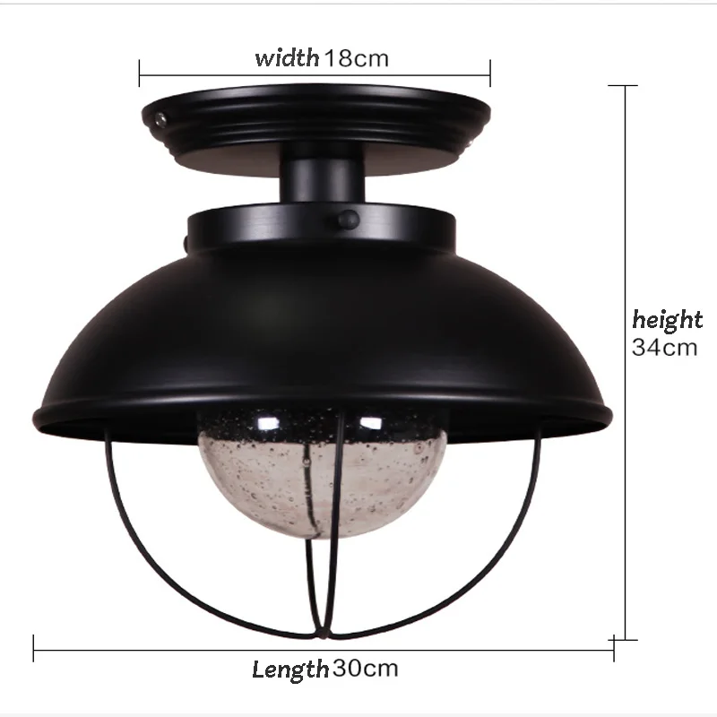 American style LOFT retro industrial style balcony ceiling light foyer hallway wardrobe light glass lamp creative entrance light