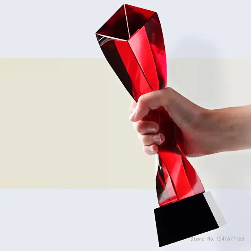 Customized Four Color Crystal Trophy Creative Activity Competition Excellent Staff Souvenir Lettering Trophy Home Decoration 1Pc