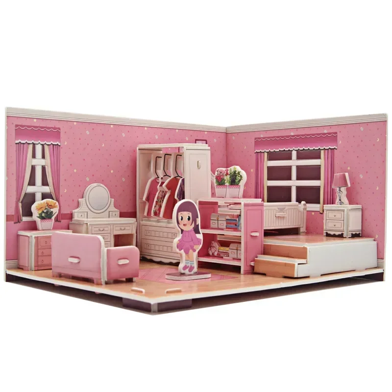 FEOOE Sets Three-dimensional Puzzle Paper Hand-assembled Educational Toy Girl Play House Puzzle  Giveaway Gift  WL
