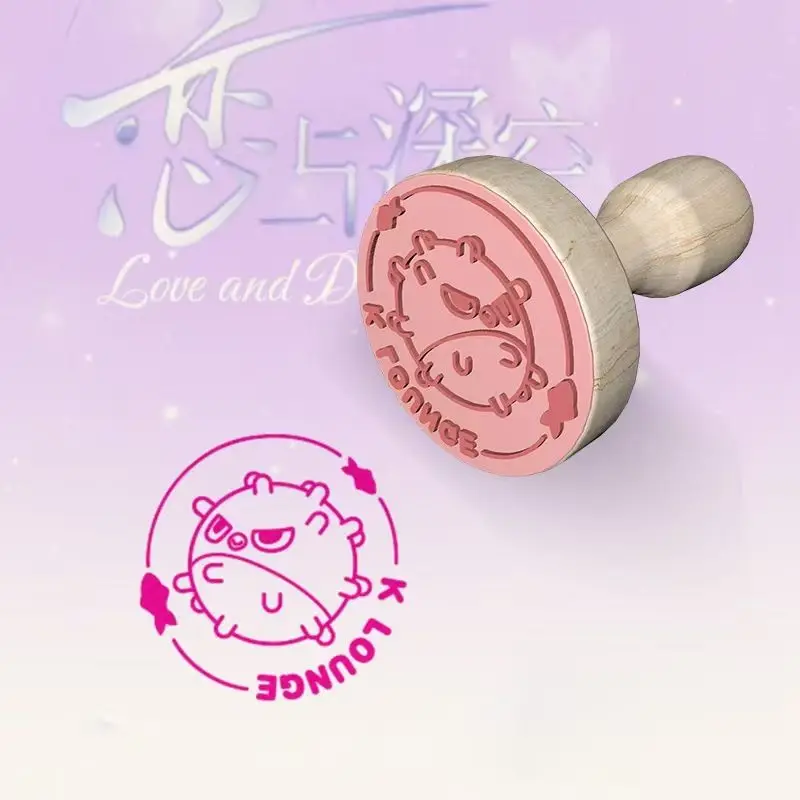 

Игра Love And Deepspace Rafayel Zayne Xavier Sylus, деревянный штамп для косплея, круглый штамп с мультяшным узором, реквизит для печати, подарок