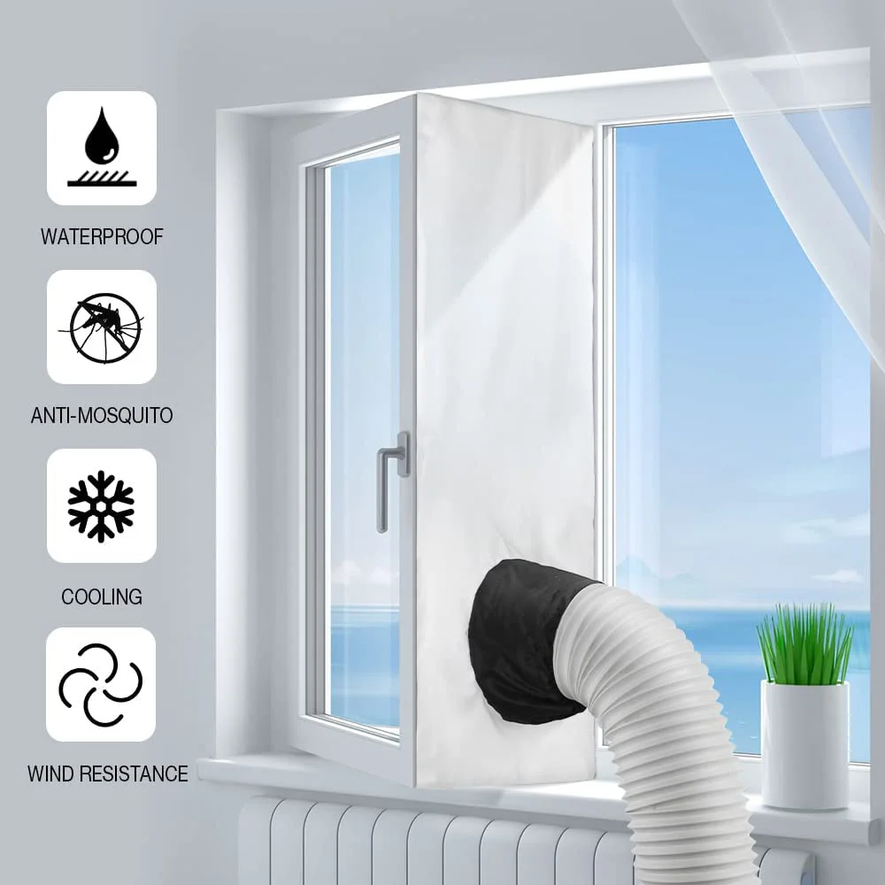 Waterproof Window Seal for Portable Air Conditioner Tilting Sloping Windows Double Protection Mobile Air Conditioner Cloth EIG88