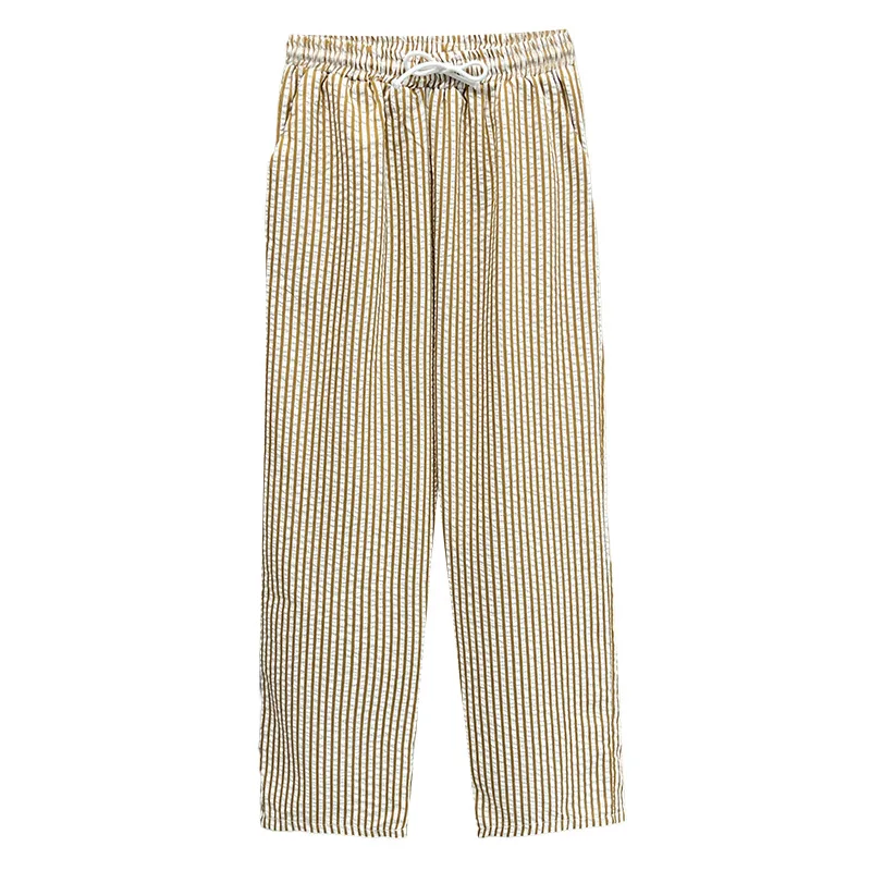 

Fashion Plus Size Women's Straight Pants Autumn New Style Casual Loose Washed Striped Full Length Trousers 1701