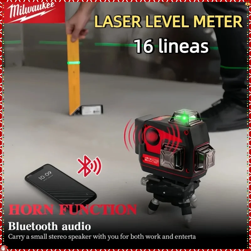 Milwaukee 360° Horizontal And Vertical Cross Green Light Self-Leveling Tools 16 Lines Laser Level 4D Self Leveling Tool