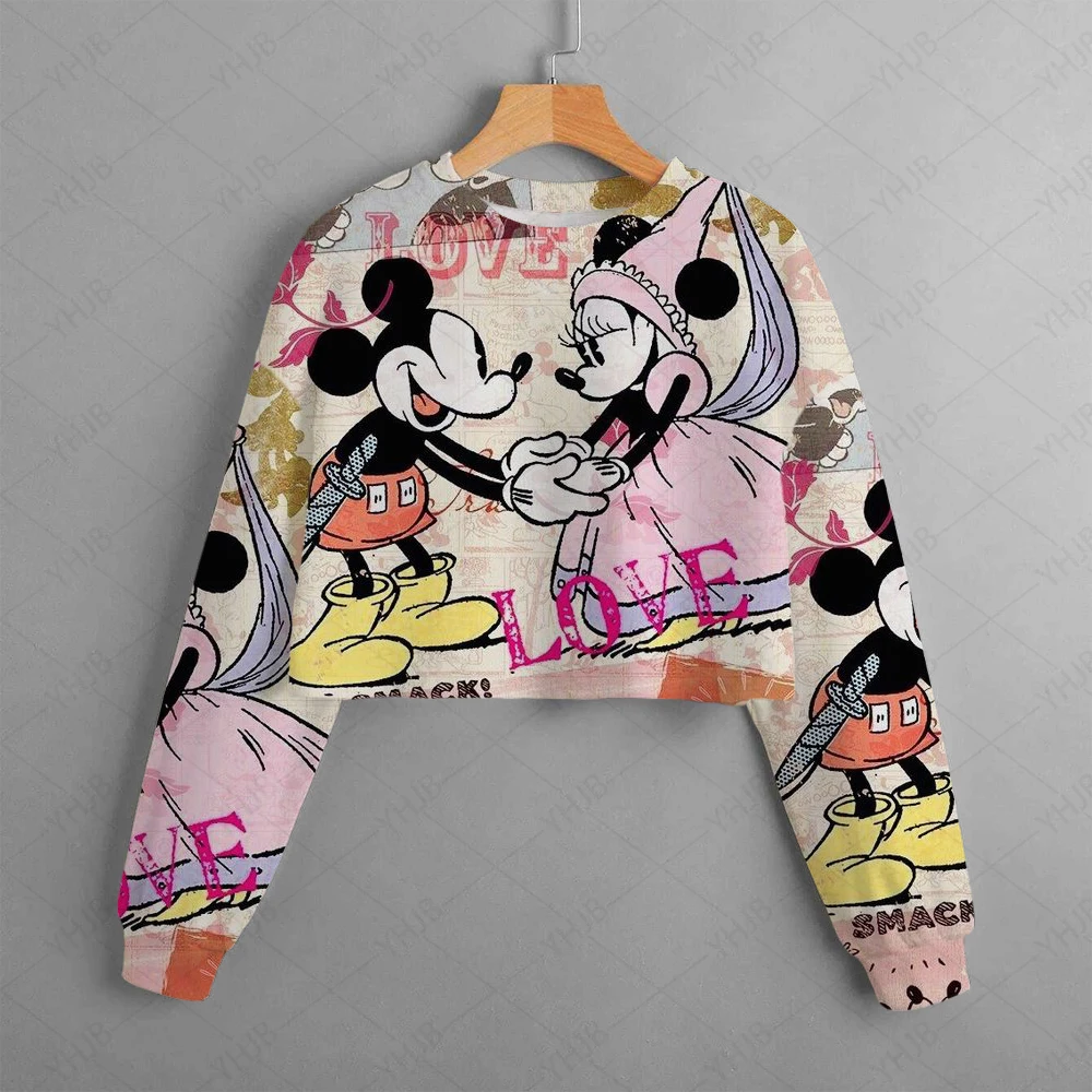 Disney Minnie Mouse Girl Cartoons Kawaii 2024 Girl Clothes Hoodie Children Top Caricature Fashion Disneyland Trip Disney