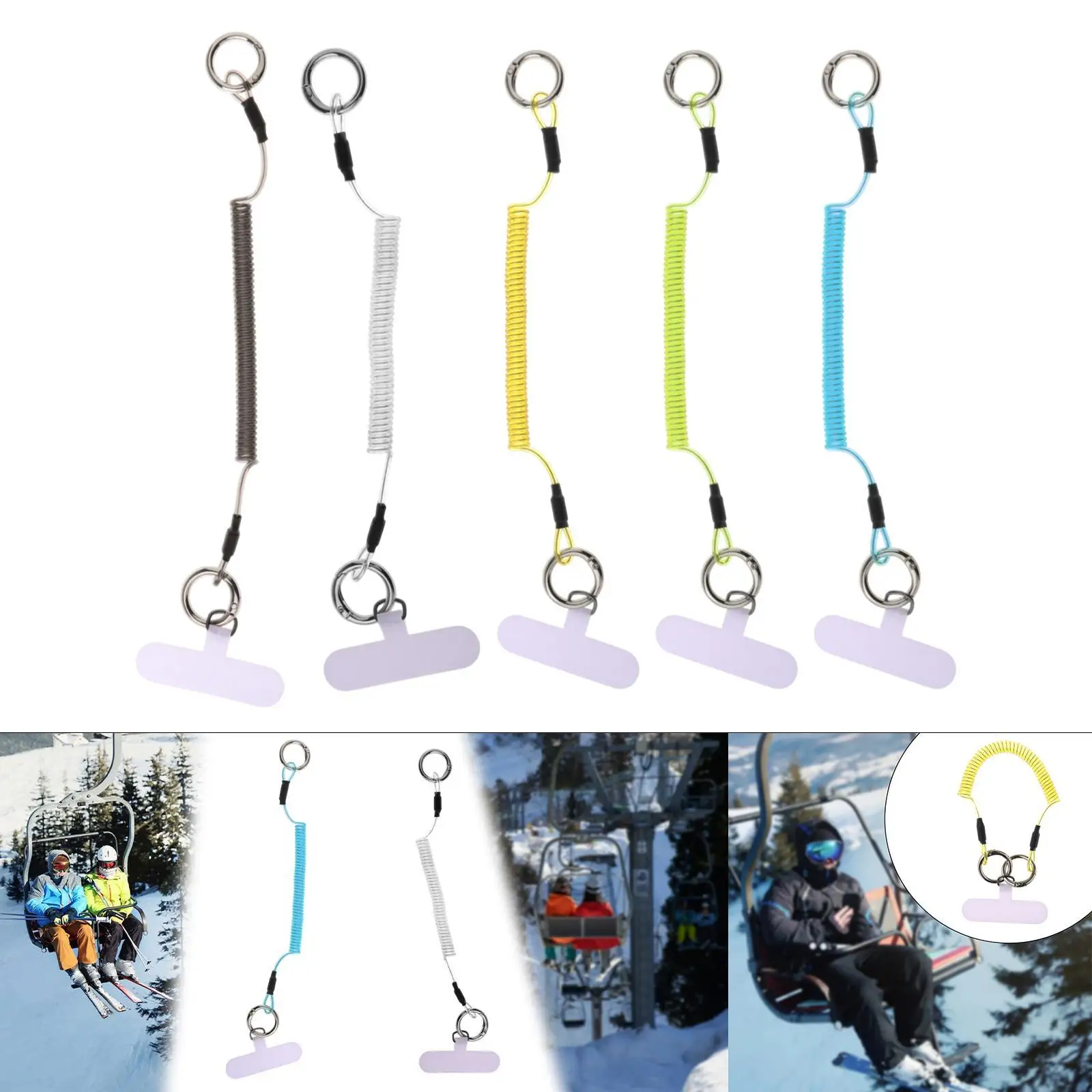 Phone Lanyard Tether Elastic for Most Smartphones Universal with Carabiner Phone Leash for Outdoor Skiing Hiking Cycling Fishing