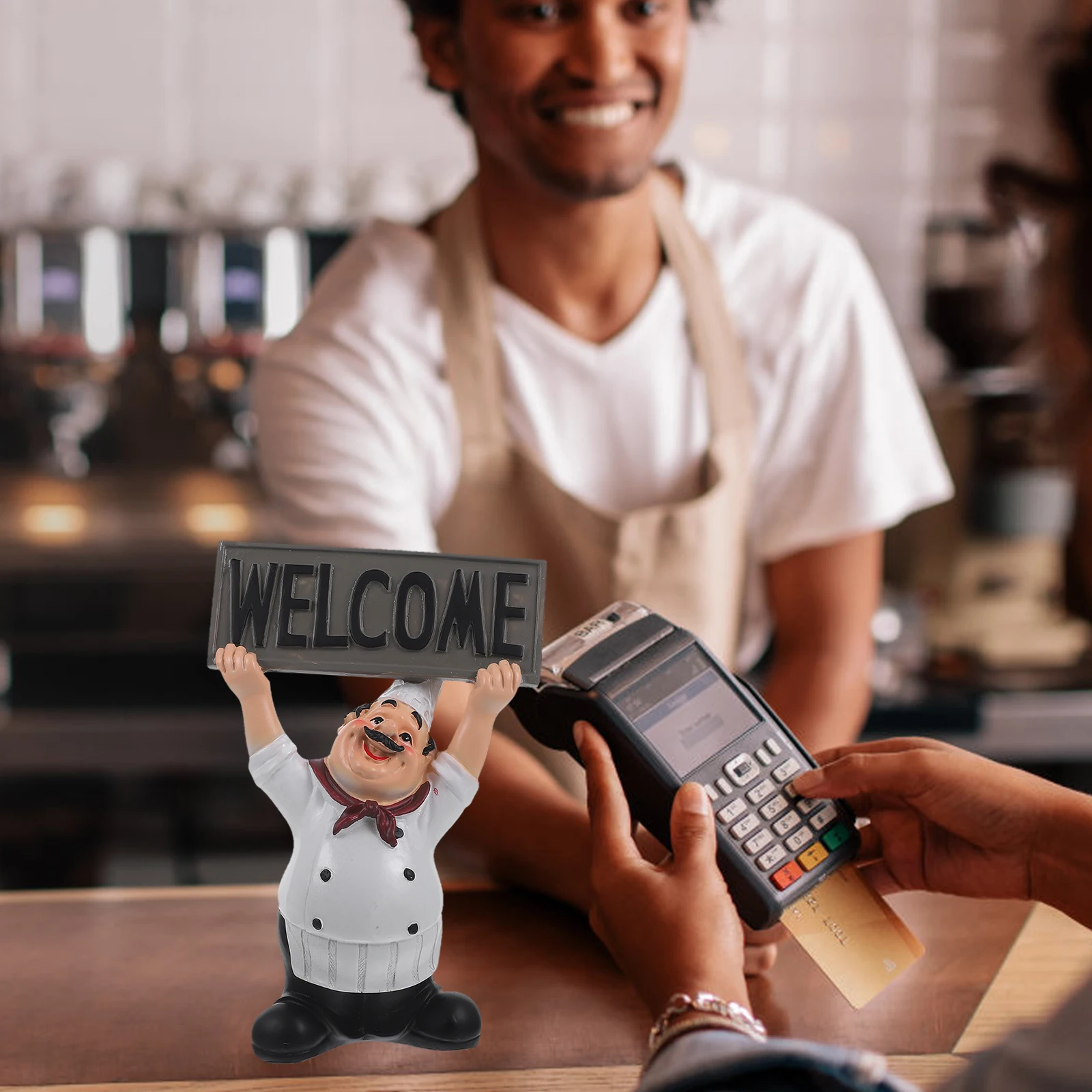 

1pc Creative Welcome Adornment Creative Resin Chef Products For Home Café Restaurant Decor Chef Ornament Gift Resin Crafts