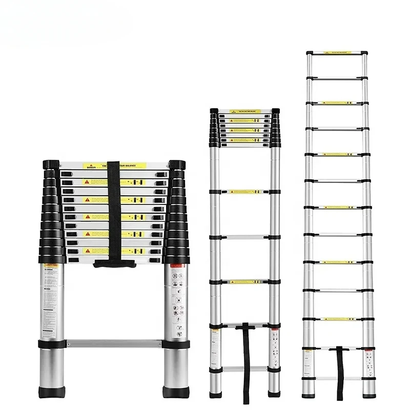 YP-TS-13 Minimalist Aluminum 6063 Folding 13 Step Marine 5M Outdoor Attic Telescopic Wall Mounted Ladder for Exterior