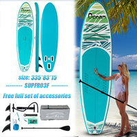 FunWater 11' Inflatable Ocean Wave Paddle Board Teal White 335cm Non-Slip Deck Complete Accessories for Adults