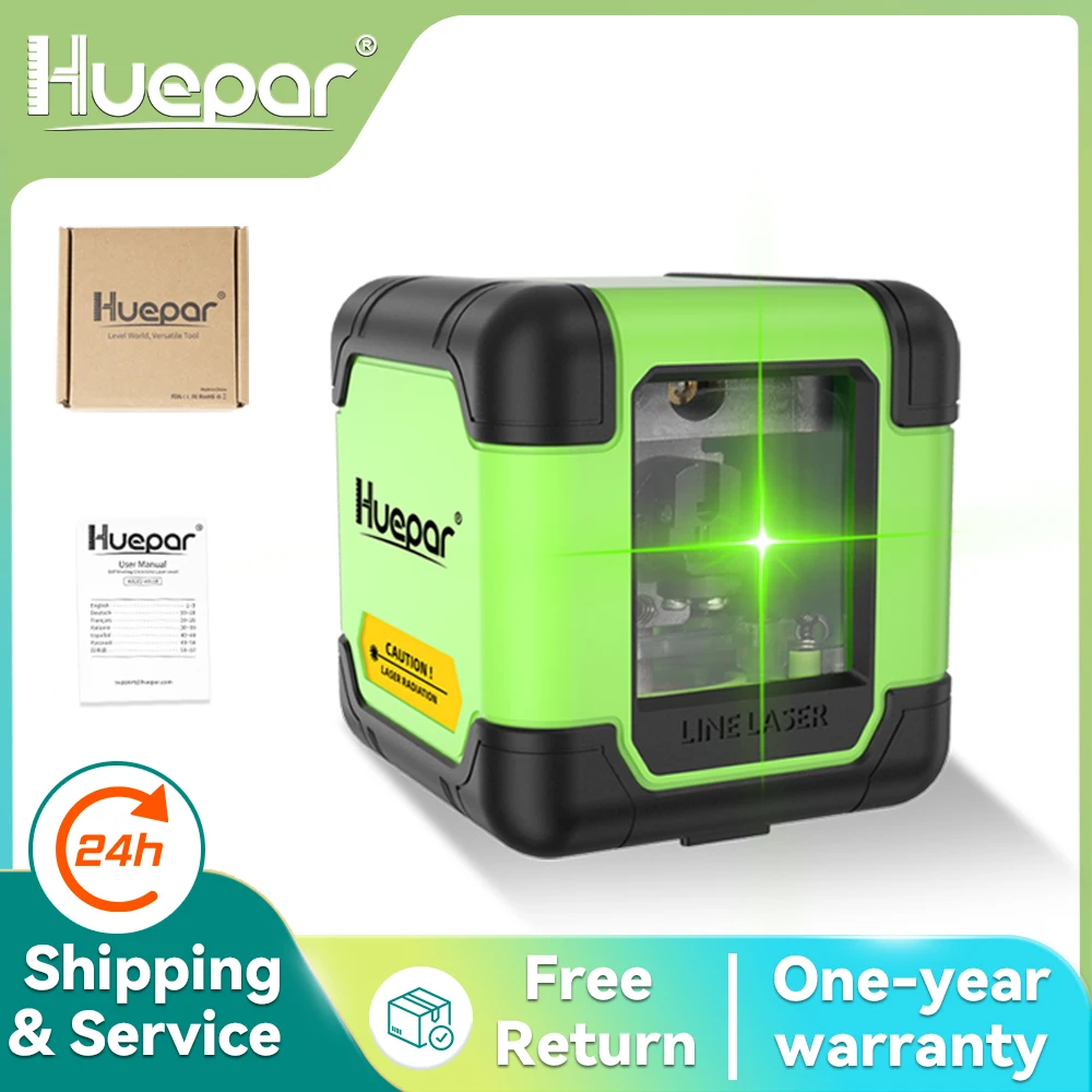 Huepar 2 Lines Laser Level Professional Cross Line Horizontal & Vertical Green Red Beam Use One-Button Laser Tool Nível do laser