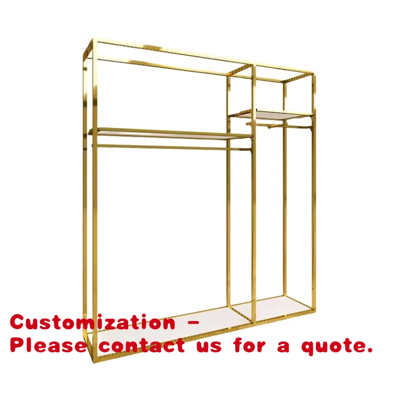 

custom.Women's Clothing Store Display Rack High Quality Stainless Steel Clothing Rack Heavy Duty With Shelf