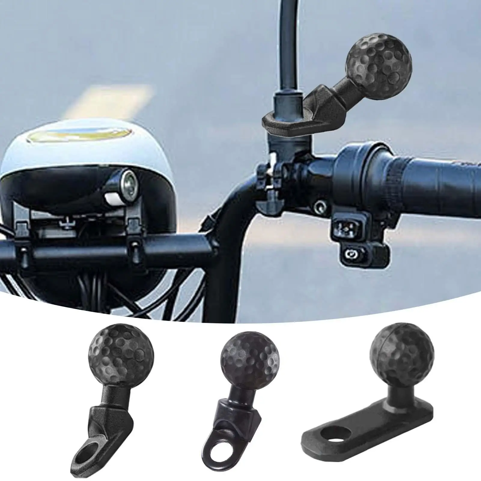 Angled Bolt Head Ram Mount Support Base with 1 Inch 25mm Ball Adapter for Motocycle Rearview Mirror Bracket