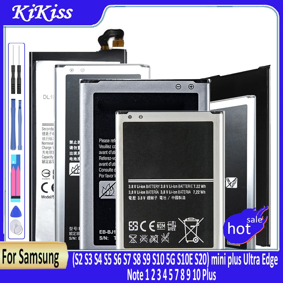 Bateria para Samsung Galaxy Note 1 2 3 4 5 7 8 9 10 Plus Edge/S2 S3 S4 S5 mini S6 S7 Edge S8 S9 S10 5G S10E S20 plus Ultra