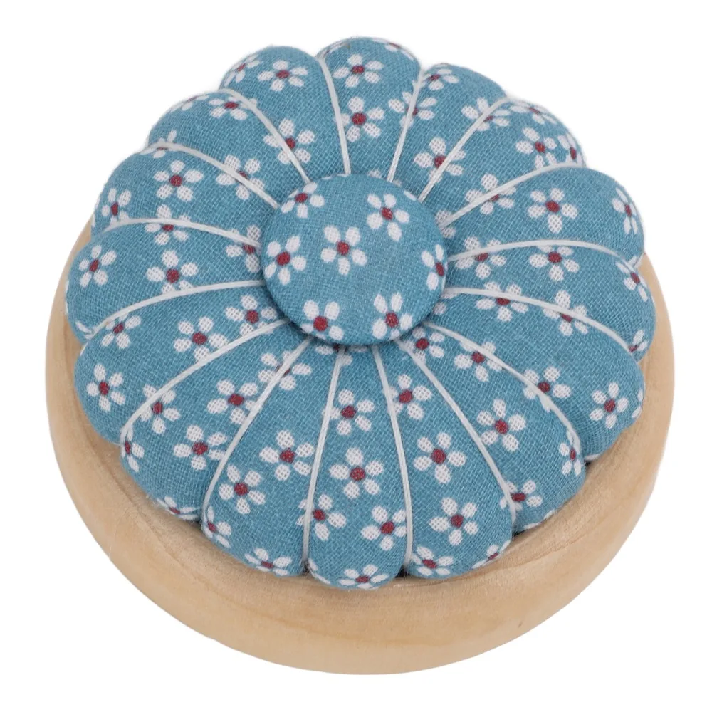 Cute Wooden Base Pin Cushion Magnetic Top Exquisite Design Needle Holder Pumpkin Shape Cushion For Quilting