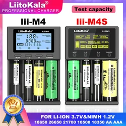 LiitoKala Lii-M4S Lii-M4 do ponownego ładowania z ładowarką 3.7V 18650 26650 21700 18500 litowo-jonowa 1.2V Ni-MH AA pojemność testowa