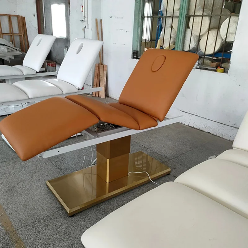 Popular Modern Beauty Salon Massage Aesthetic Bed Orange Physiotherapy Treatment Table Eye Lash Bed