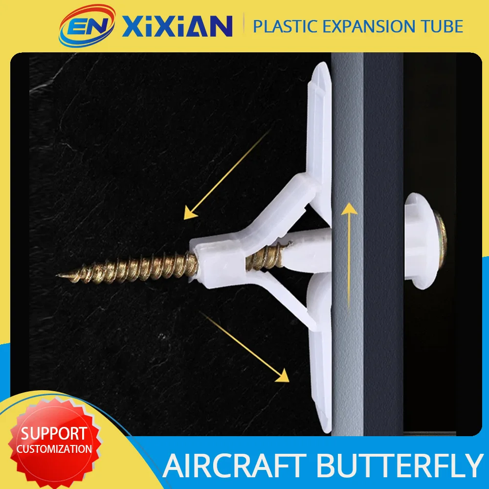 Plastic Expansion Tube Gypsum Board Anchors Nylon Aircraft Shape Butterfly Type Drywall Fixings Screw Curtain Wall Gypsum Outlet