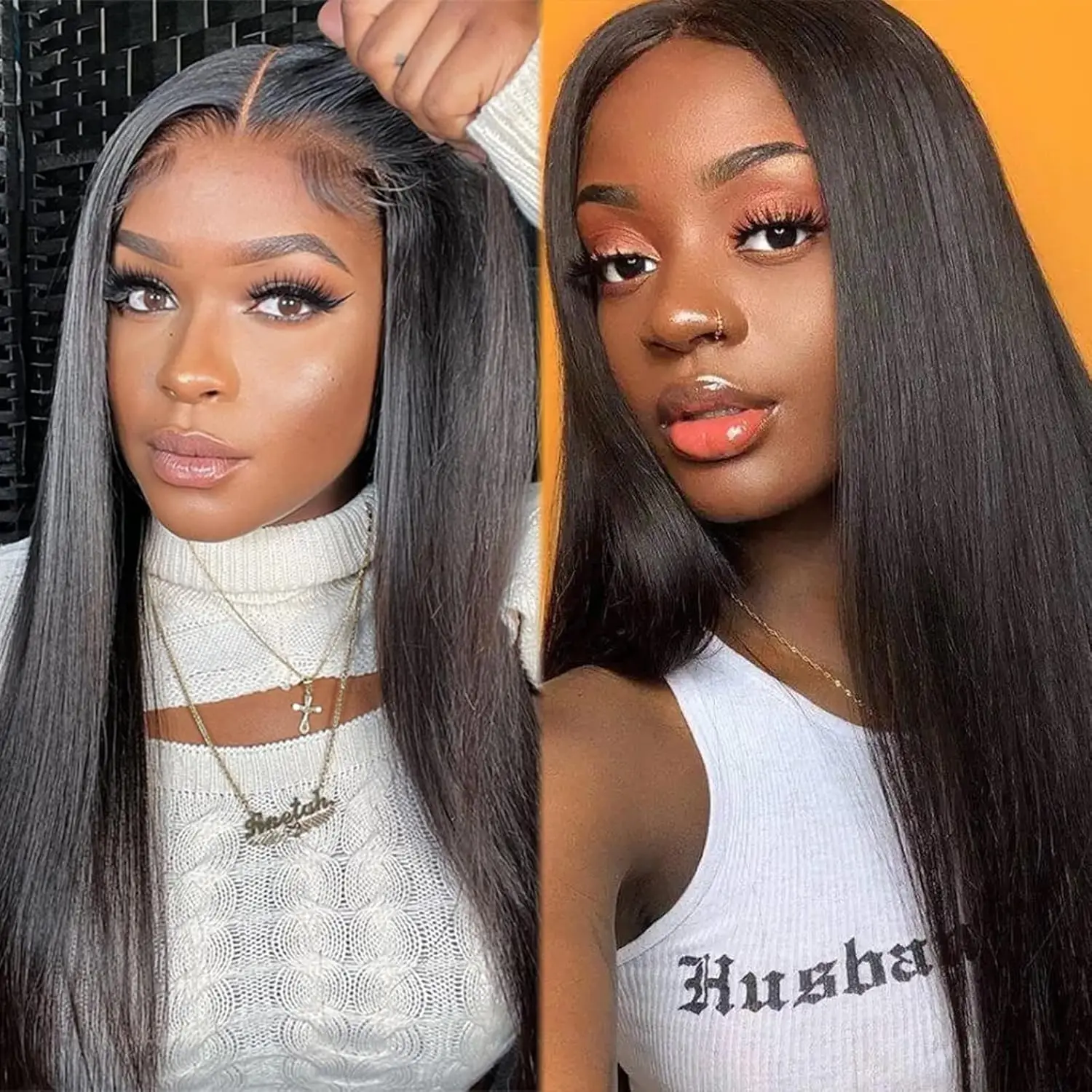 

200 Density Straight Human Hair Wig 13x4 13x6 HD Lace Frontal Wig 40 Inch Brazilian Women Pre Plucked Straight Lace Frontal Wigs