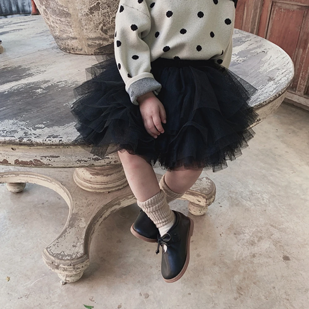 الفتيات الصغيرات توتو التنانير السوداء رقيق طفل تول الأميرة الكرة ثوب pettiskirt الباليه الرقص الاطفال حفلة/عيد ميلاد تنورة 1-7T #5