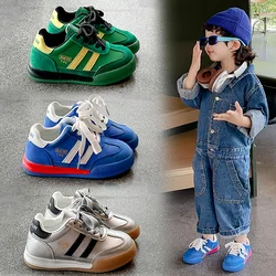 Children's Shoes Four Seasons Green Running Shoes for Boys Girls 4-16 Years Old Silver Soft-soled Non-slip Kids Shoes Sneakers