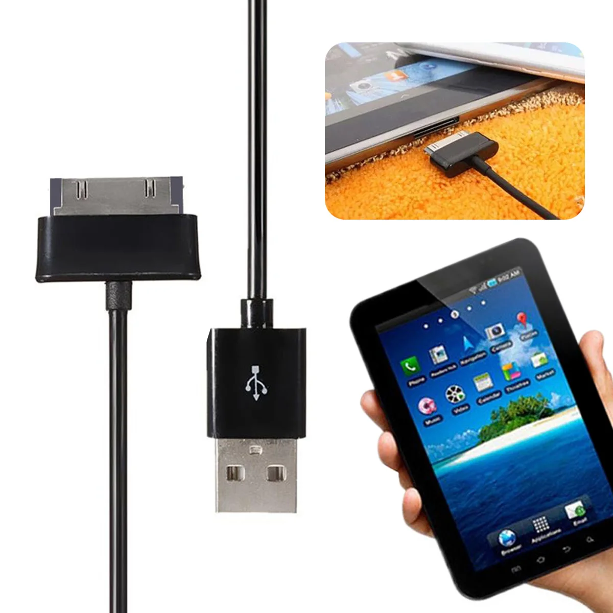 Cabo de carregamento USB para Samsung Galaxy Tab2 GT-P3113TS Tablet P3110 P3100 P5100 P5110 P6200 P7500 N8000 P6800 P1000 Cabo de sincronização de dados