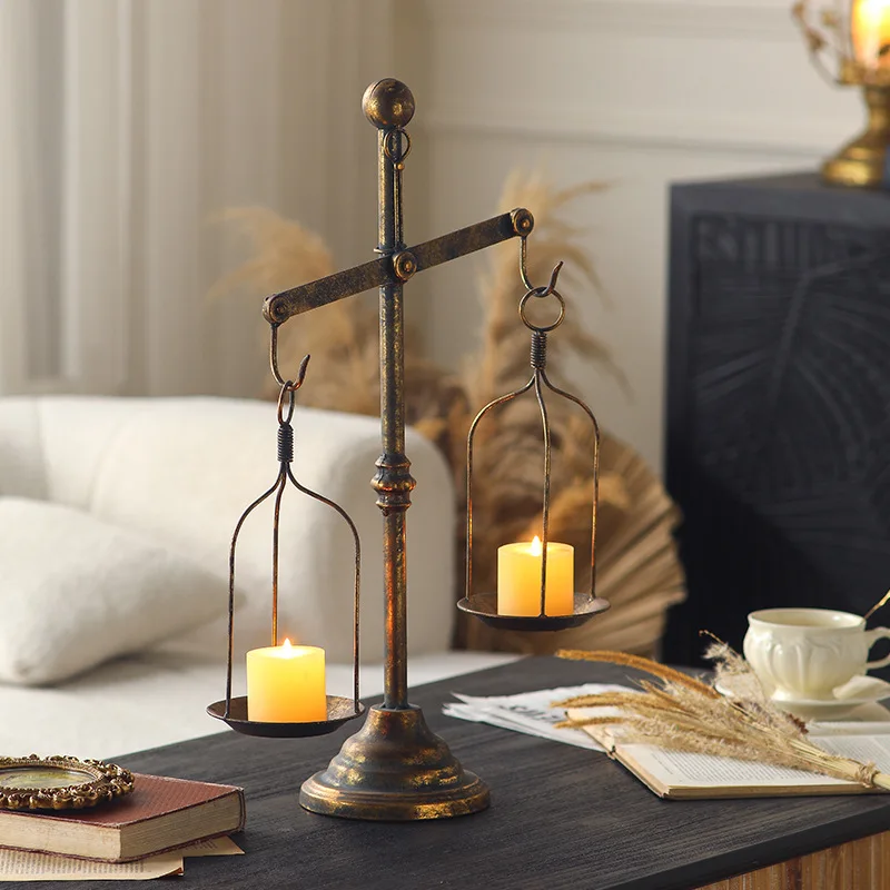 

Medieval style creative candle holder base scale shape table candleholder decoration photo studio wedding decoration props