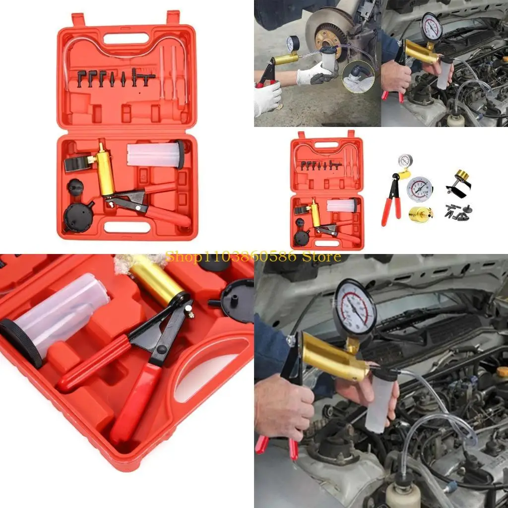 

242A Handhelds Vacuum Pump Tester Set 2 in 1 Brake Bleeder Kit with Adapters For OneManBrake and Clutch Bleeding System