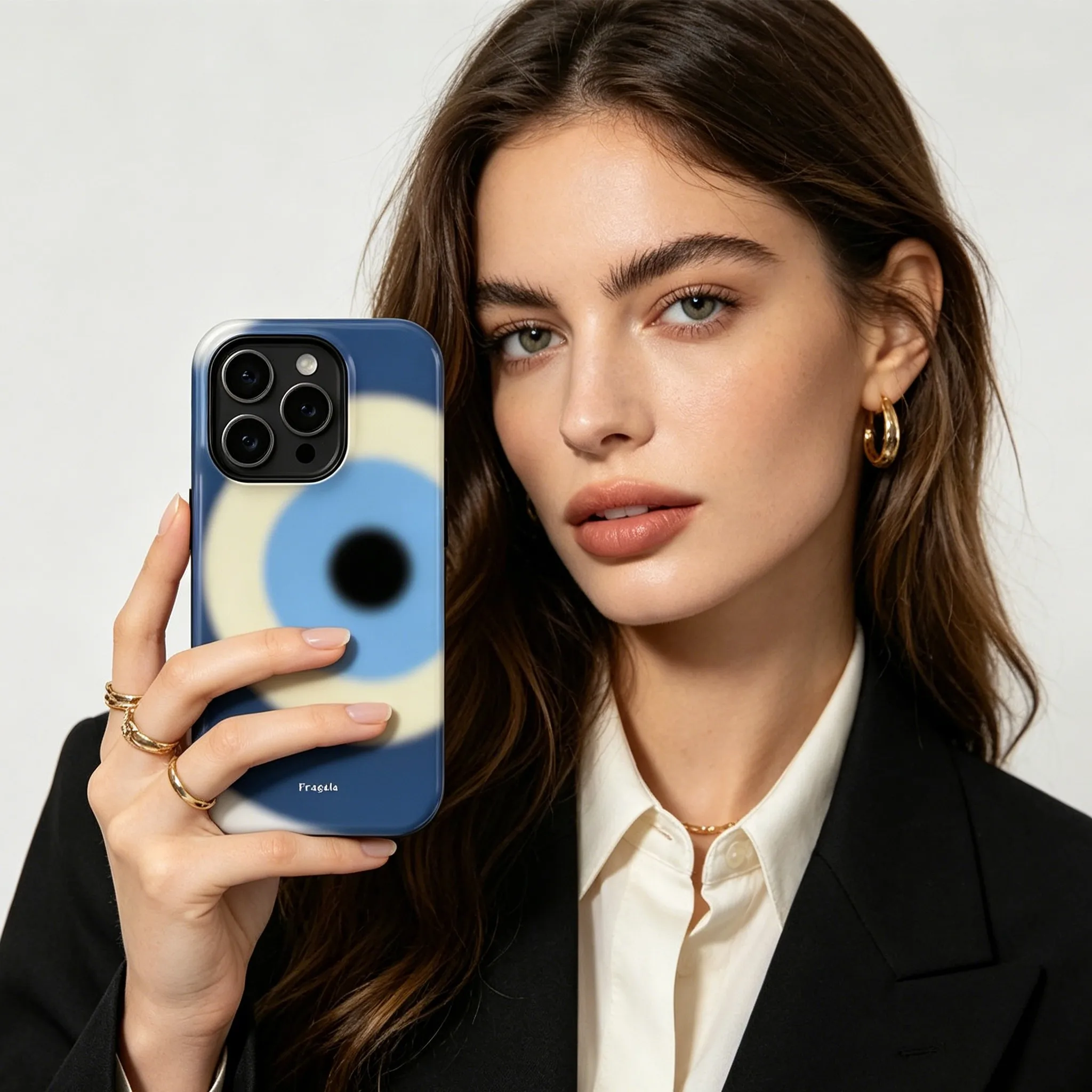 Светящийся чехол Swag Evil Eye для iPhone 17, 17e, 16e, 16, 15, 14, 13, 12, 11, X, XS, XR, XSMAX, 7, 8, Air, Pro, Max, Plus, двухслойный