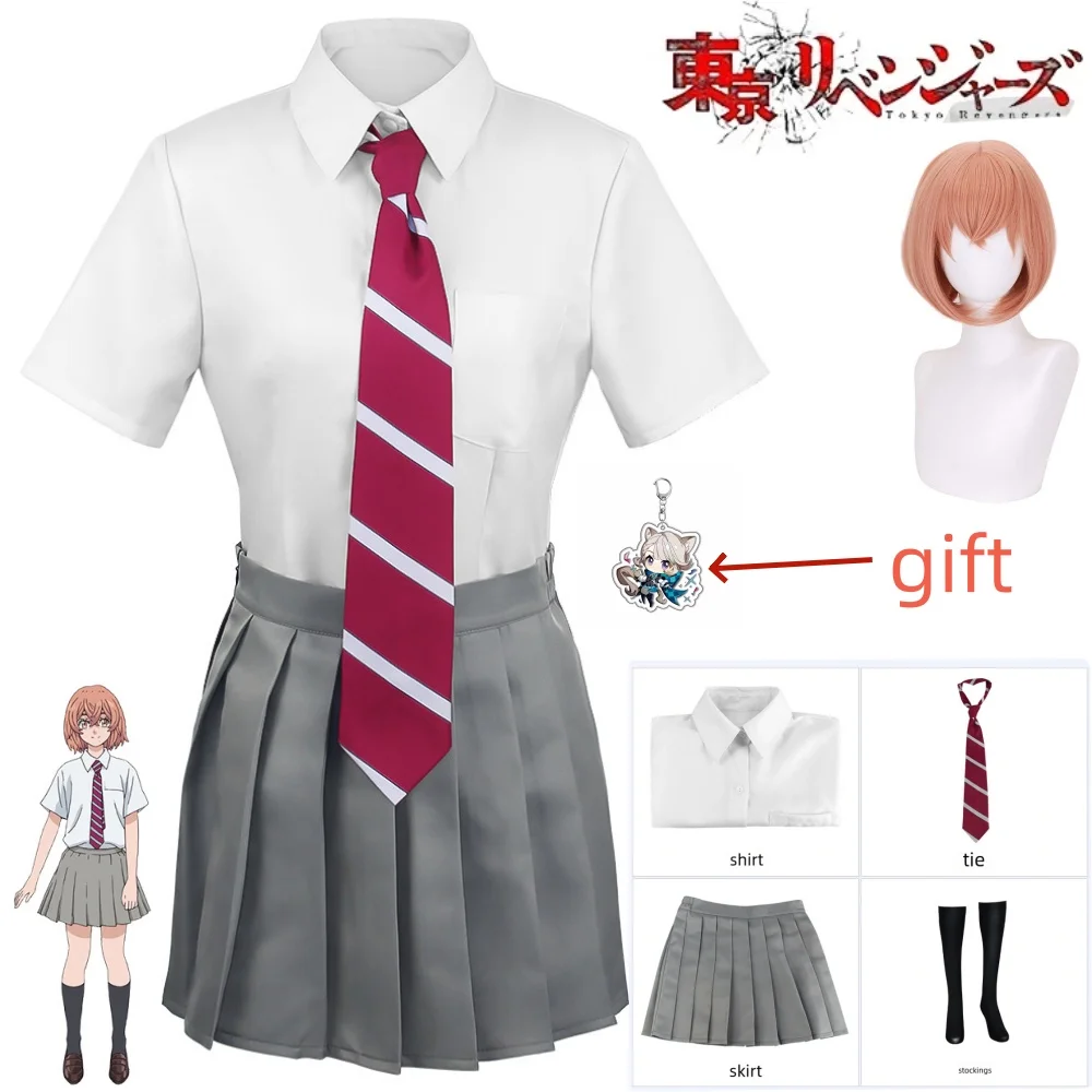 

Tachibana Hinata Cosplay Anime Tokyo Revengers Hinata Tachibana Cosplay Costume JK School Uniform Shirt Tie Skirt Socks Full Set