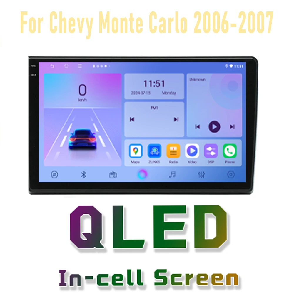 

Автомагнитола 4 ГБ+64 ГБ, 10 дюймов, для Chevrolet Monte Carlo 2006-2007, с CarPlay, Android 15, GPS, Wi-Fi, навигацией и мультимедиа