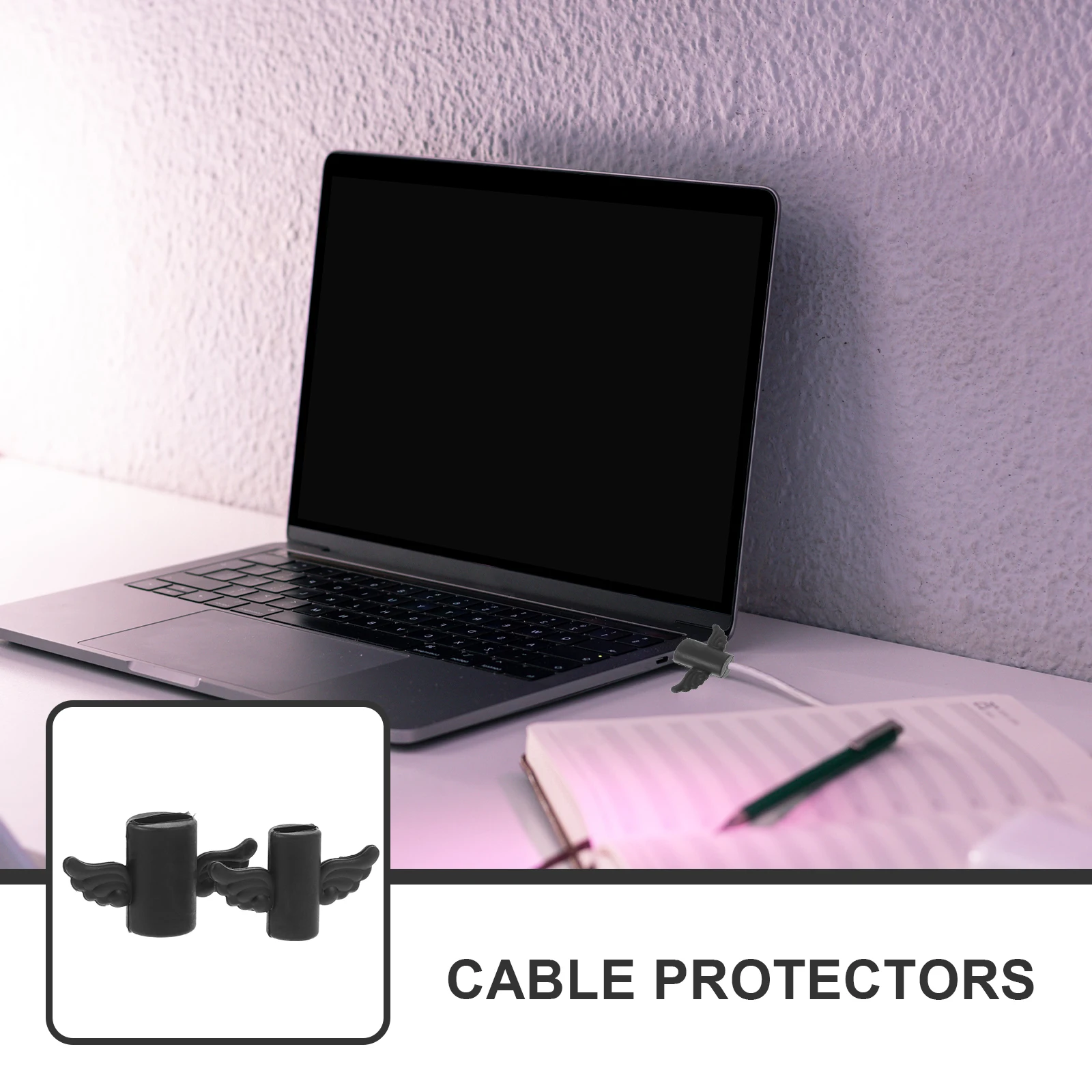 

2pcs Cable Usb Cord Saver Wing Design Durable Data Line Charging Cable Saver Sleeve Black 118Characters