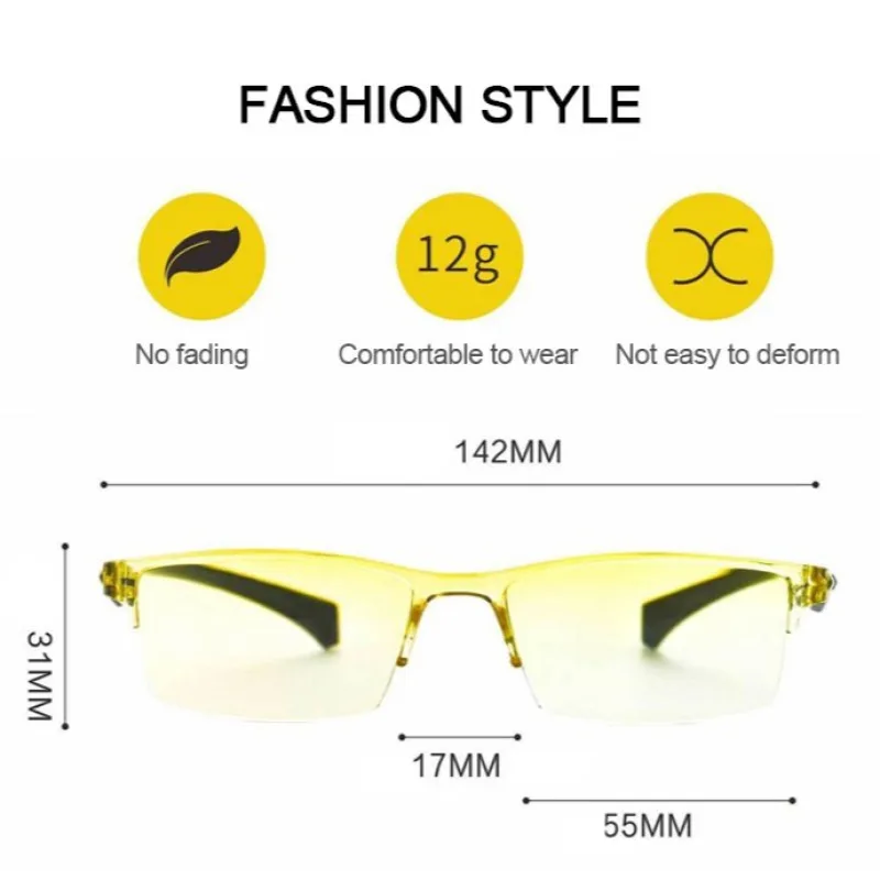 Presbyopia glasses onepiece antiblue light intelligent zoom progressive yellow gradient fashion