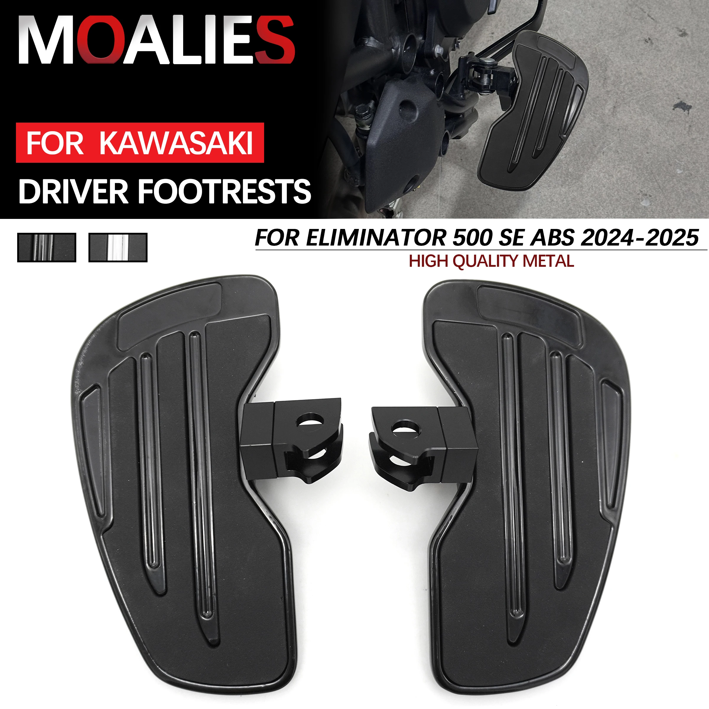 

For Kawasaki Eliminator 500 SE ABS 2024-2025 Motorcycle Rider Floorboards Martian Driver Footpegs Wide Footrest Mounts Kit Black