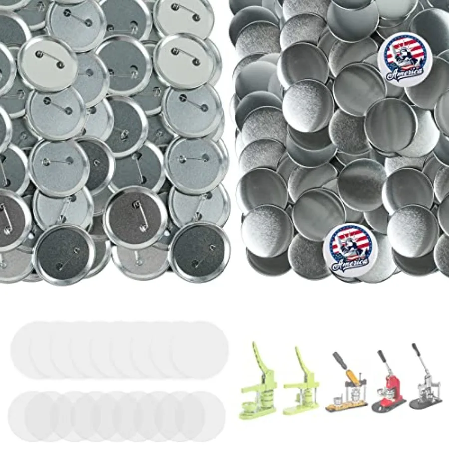 

200 Sets Button Maker Supplies 58mm/ 2.28 inch Button Supplies Buttons Parts Approx. 2.25 inch Metal Blank Badge Parts with Bla