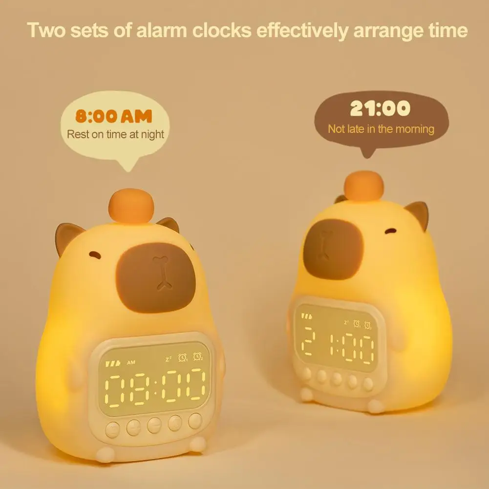 3 فولت كابيبالا سيليكون ساعة تنبيه ضوء دافئ ضوء الليل الصغيرة USB قابلة للشحن عنبر LED لانهائي يعتم بات ضوء