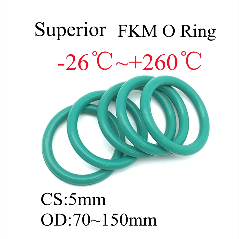 

5pcs FKM O-ring Green Fluororubber Rubber Sealing Gasket O Ring CS5mm Oil Resistant Acid Alkali Resistant O-Ring Kit